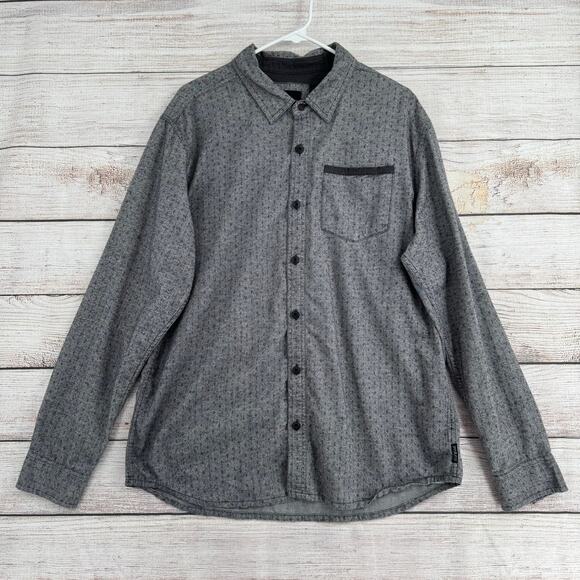 Prana Other - prAna Dover Button Down Shirt Mens XL Gray Geometric Print Long Sleeve